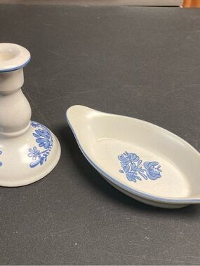 Vtg 60s Pfaltzgraff Yorktowne 8 Oz au gratin dish and candlestick